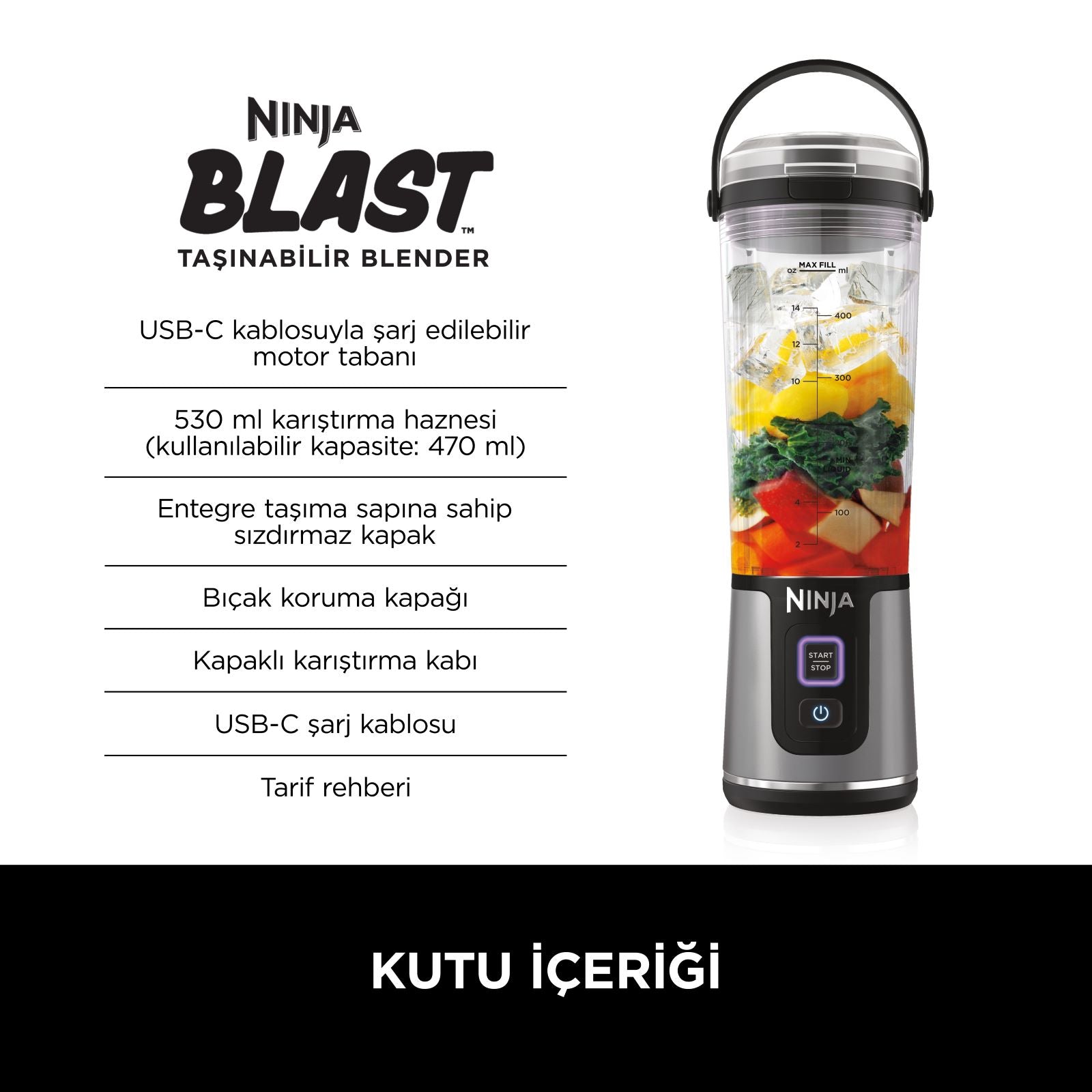 Ninja Blast™ Taşınabilir Blender - Siyah