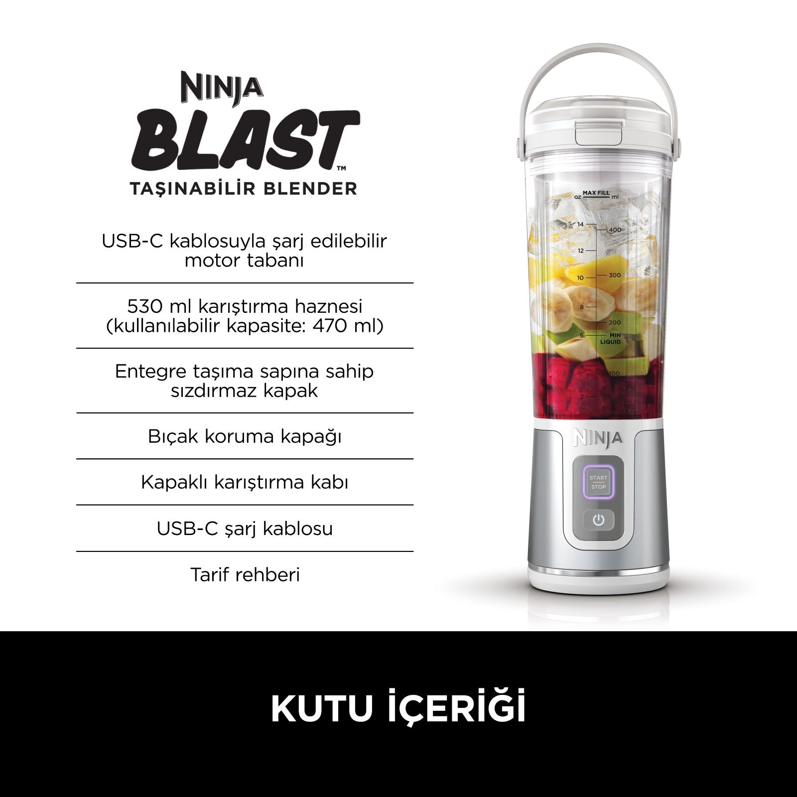 Ninja Blast™ Taşınabilir Blender - Beyaz