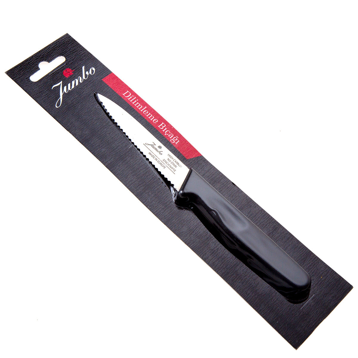 Jumbo Practico Alman Çeliği Black Tırtıklı Soyma Bıçağı - 9cm
