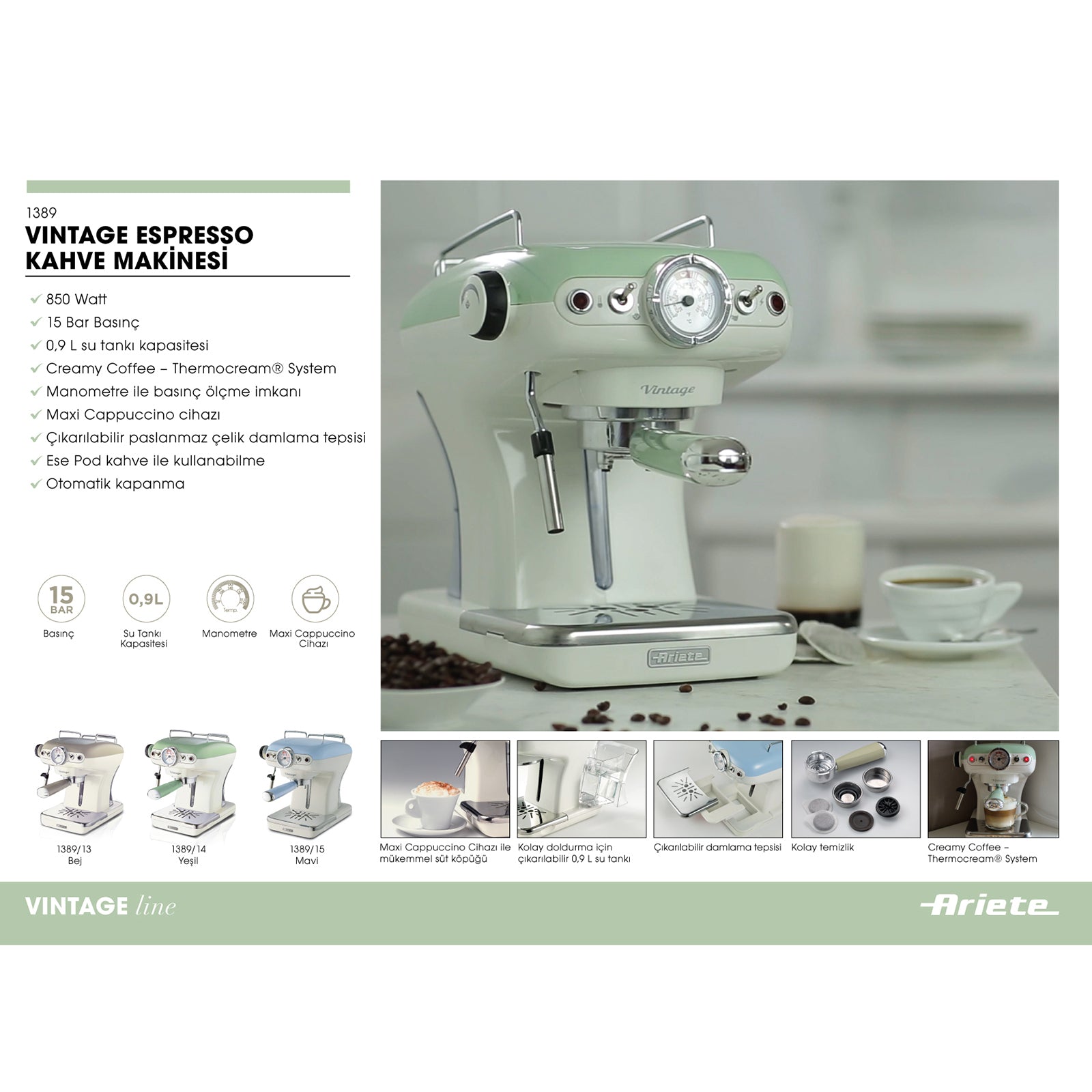 Ariete Vintage Espresso Kahve Makinesi - Bej