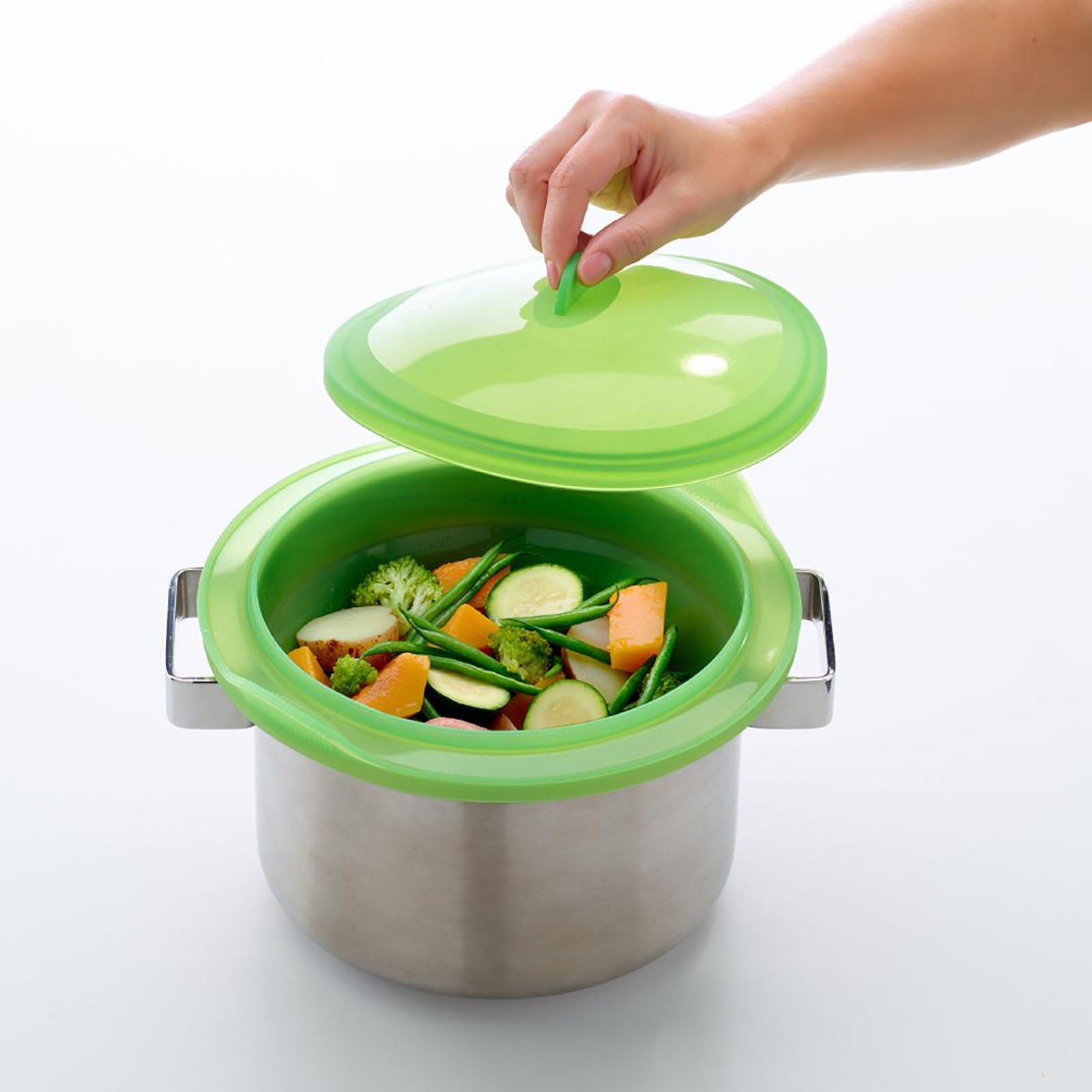 Lekue Collapsible Steamer Yeşil Silikon Buharda Pişirme Tenceresi