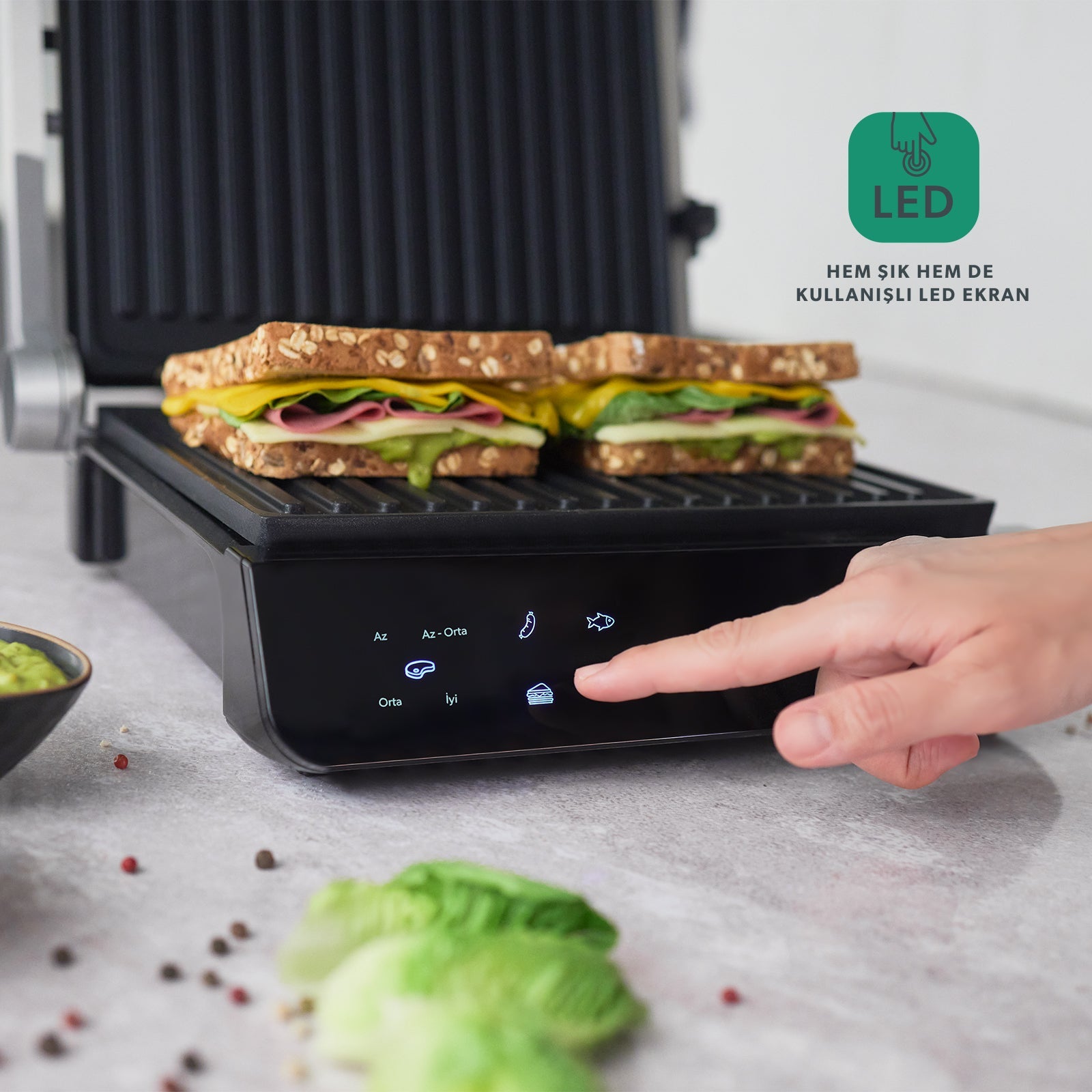 Homend Grillant 1343H Konuşan Tost Makinesi Siyah
