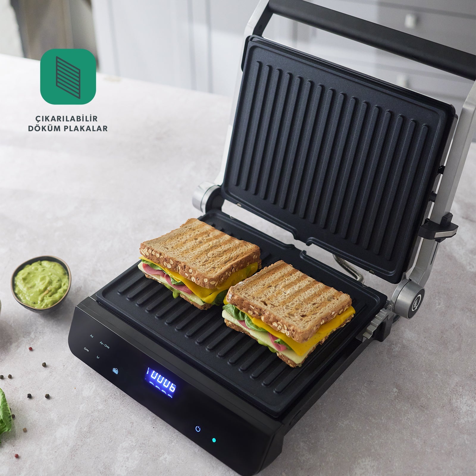Homend Grillant 1343H Konuşan Tost Makinesi Siyah