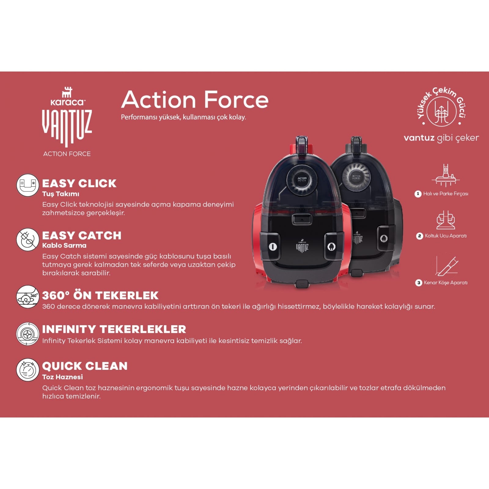 KARACA VANTUZ ACTION FORCE F3 KIRMIZI