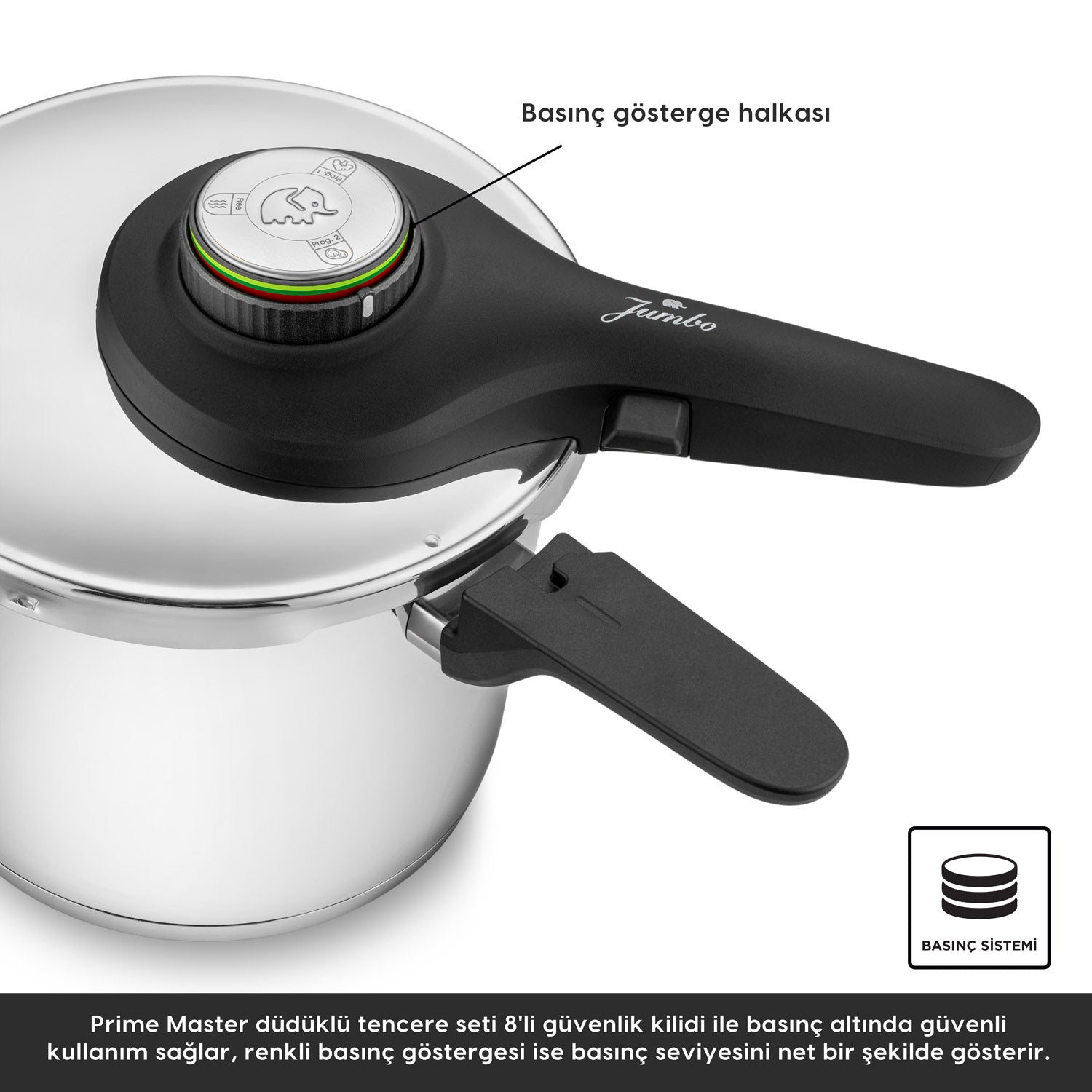 Jumbo Prime Master 4+6 Litre Düdüklü Tencere Seti
