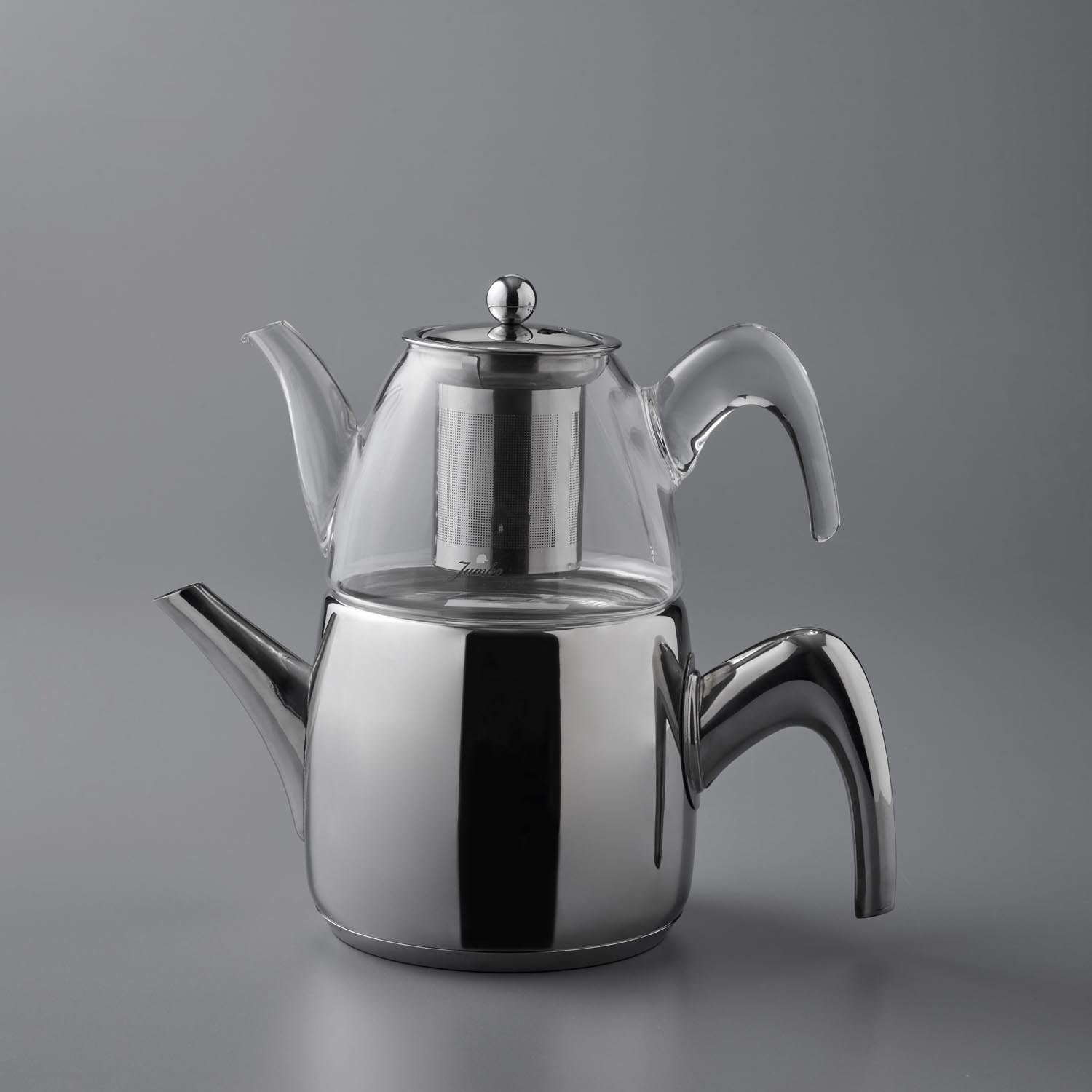 Jumbo 6500 Cam Demlikli Full Metal Sap Çaydanlık