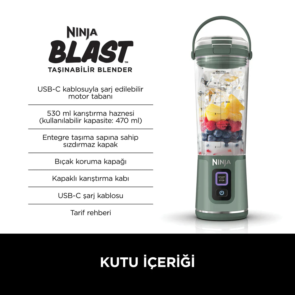 Ninja Blast™ Taşınabilir Blender - Orman Yeşili