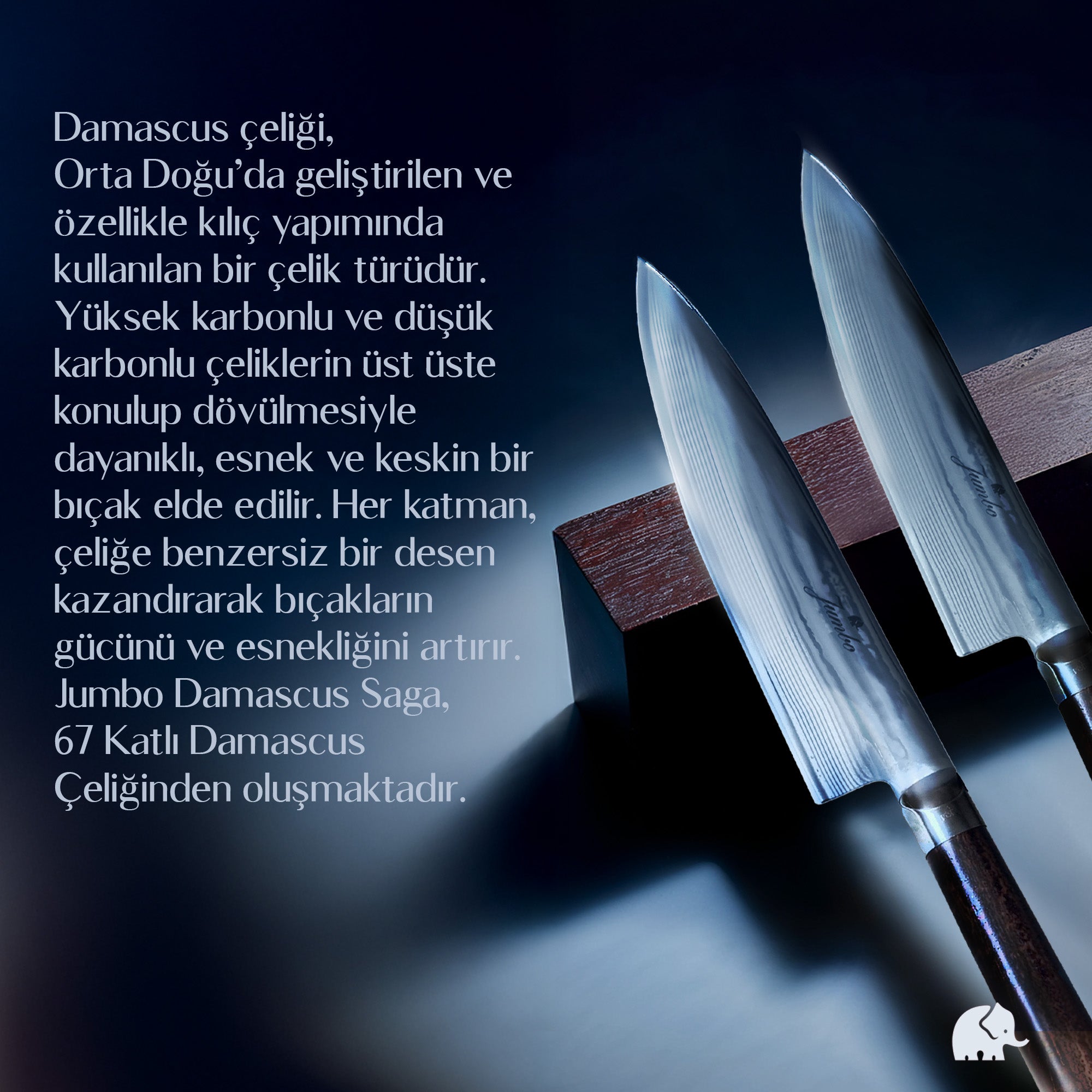 Jumbo Saga Çelik Damascus Bıçak Seti