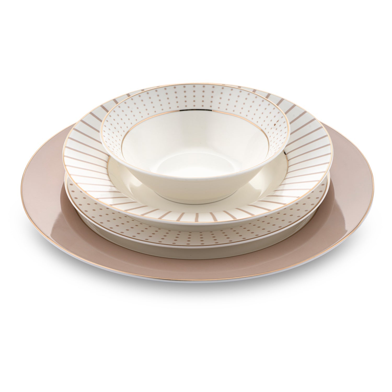 Jumbo Navy 24 Parça 6 Kişilik Yemek Takımı Beıge